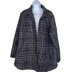 Bob Timberlake Women's Shirt Jacket Black‎ Size XL Plaid Wool Blend Yellowstone